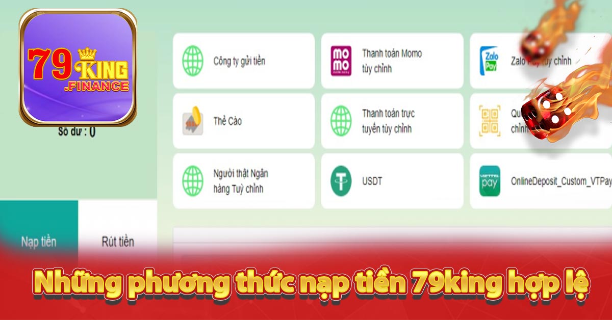 Những phương thức nạp tiền hợp lệ